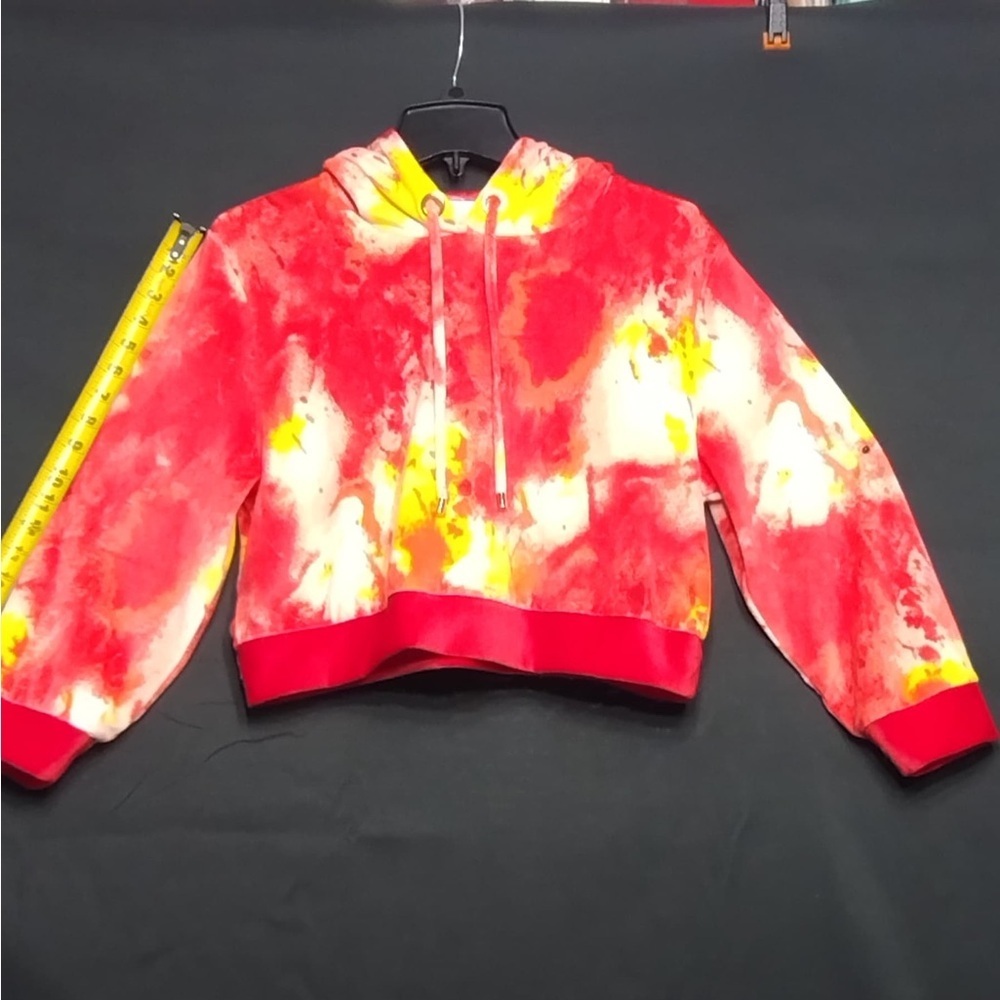 Miss Hilton Red and Yellow Tie-Dye Hoodie size L pre owned good condition